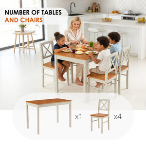 5-Piece Farmhouse Dining Table Set with 4 Chairs