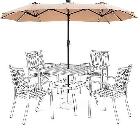 13 ft Double-Sided Patio Umbrella with 120 LED Solar Lights