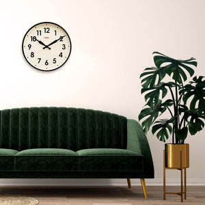 18-Inch Round Metal Wall Clock – Black, Silent Analog