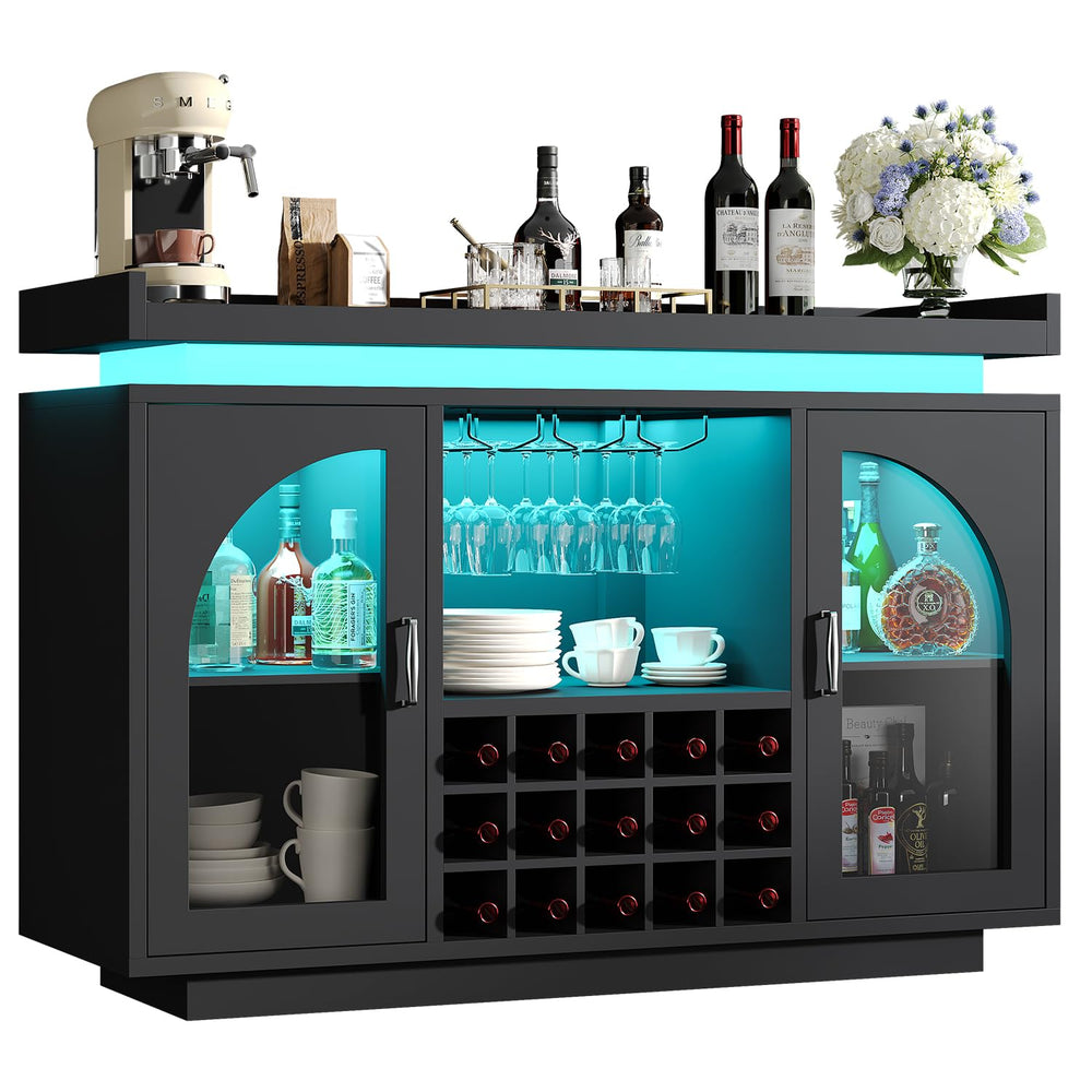 Bar Cabinet with LED Light & Power Outlet