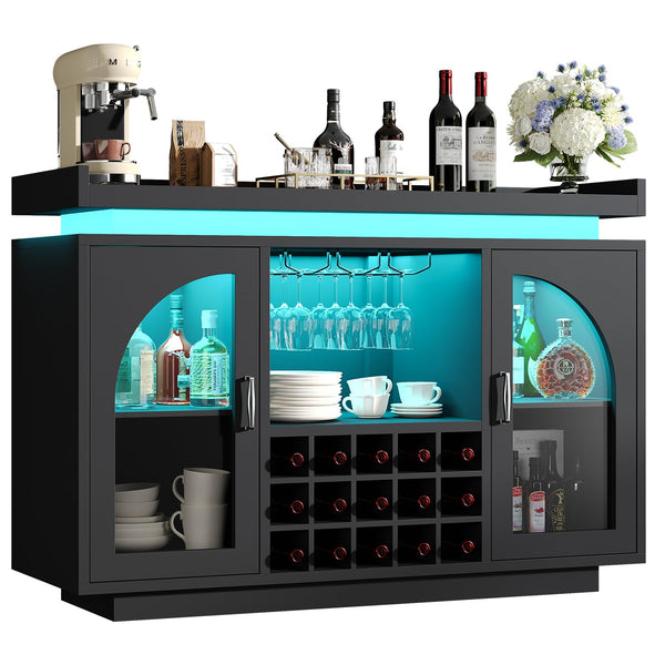 Bar Cabinet with LED Light & Power Outlet