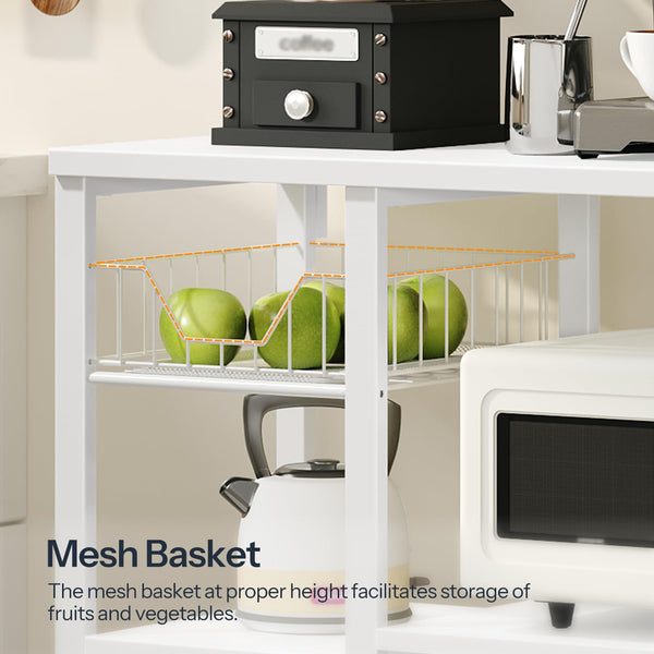 Baker's Rack with Power Outlets & Mesh Basket