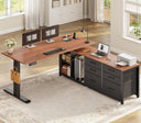 L-Shaped Electric Standing Desk 55" x 55" with 6 Drawers, Storage & Power Outlet