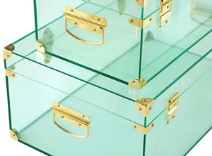 Acrylic Storage Chest Set of 2 with Handles & Hasps