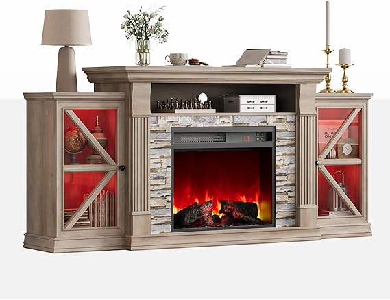70" Electric Fireplace TV Stand – Farmhouse Entertainment Center