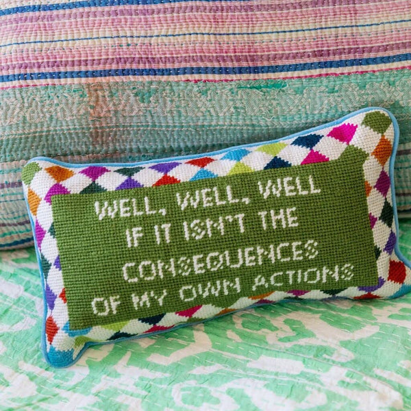Needlepoint Decorative Throw Pillow – Well Well Well