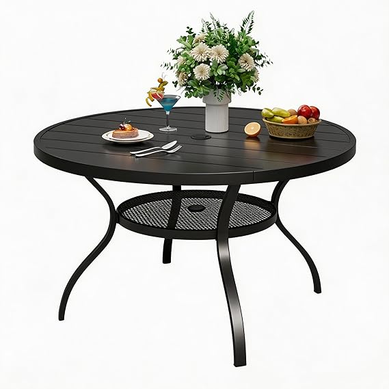 Outdoor Patio Dining Table with Umbrella Hole