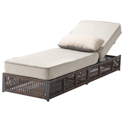 Outdoor Chaise Lounge with Cushions – Beige