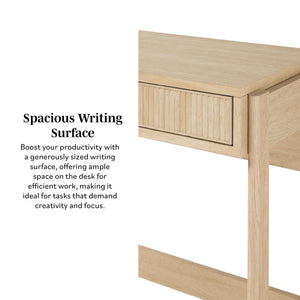 Transitional Writing Desk with Drawer and Reeded Front, 38 Inch