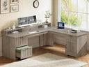 L-Shaped Desk with Drawers, File Cabinet & Monitor Stand – 63"