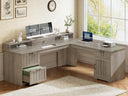63" L-Shaped Desk with Drawers, Monitor Stand & Storage Cabinet