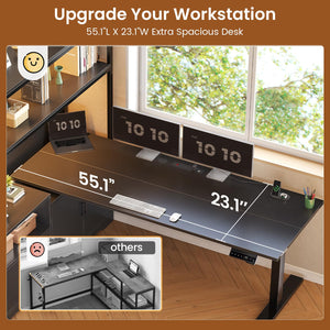 L-Shaped Electric Standing Desk with Storage