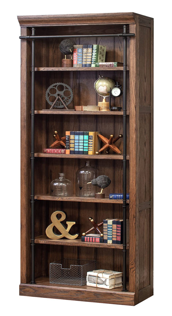 3-Piece Bookcase Wall with Ladder & 5 Adjustable Shelves – Wood & Steel Frame