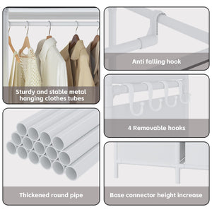 Portable Wardrobe Closet with Hanging Rod & Curtain