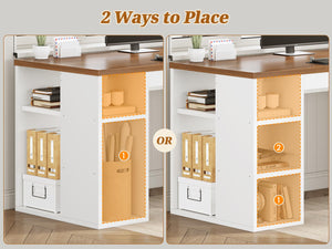 96.5" Two Person Desk with Drawers & Storage Shelves