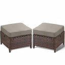 Outdoor Wicker Patio Ottoman Set of 2 – Multipurpose Footrest, Bench & Side Table