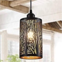 Black Gold Hollow-Carved Pendant Light – Farmhouse Metal Fixture