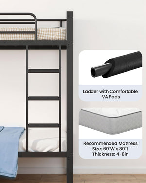 Queen Over Queen Bunk Bed – Heavy Duty Metal Frame