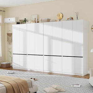 White Wardrobe Closet with Doors & Hanging Rod