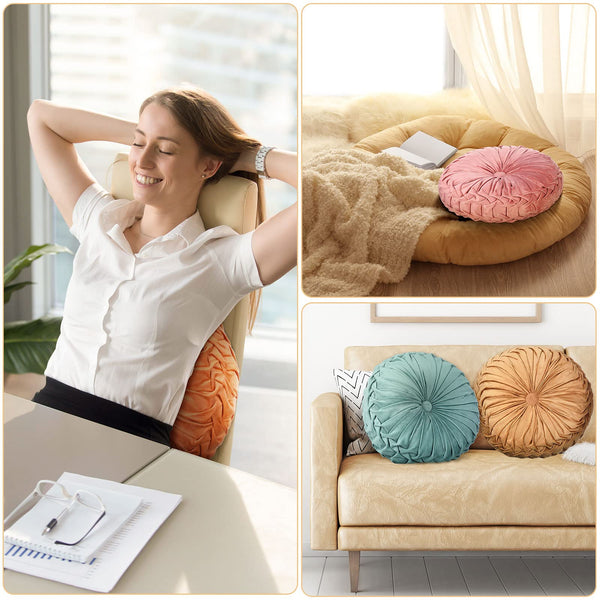 Round Velvet Pumpkin Throw Pillows Set of 4