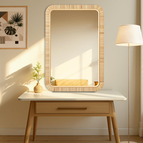 Boho Rattan Wall Mirror