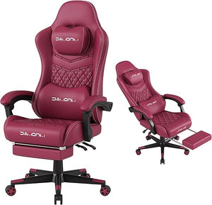 Ergonomic Gaming Chair with Retractable Footrest & Lumbar Support – 400 lb Capacity
