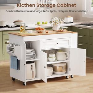 Expandable Kitchen Island on Wheels with Storage