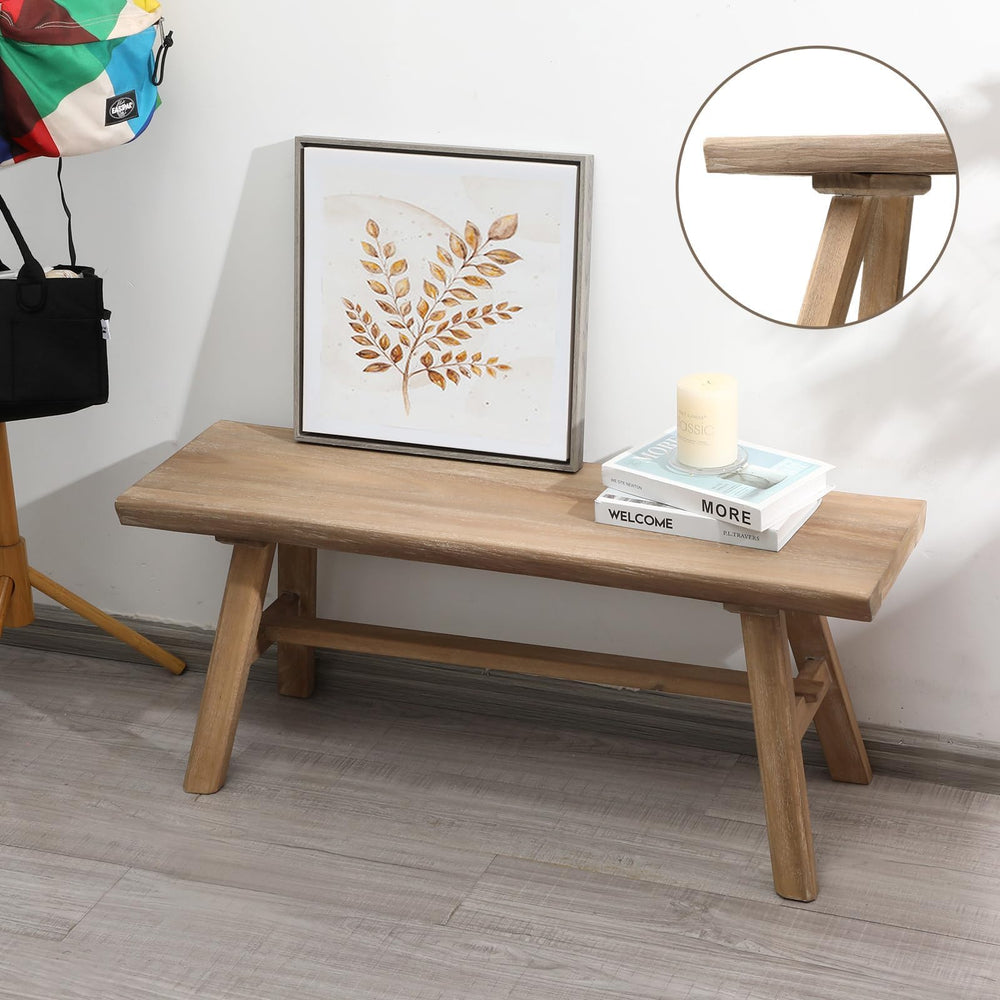Rustic Solid Wood Farmhouse Bench – Indoor Dining & Entryway Seat