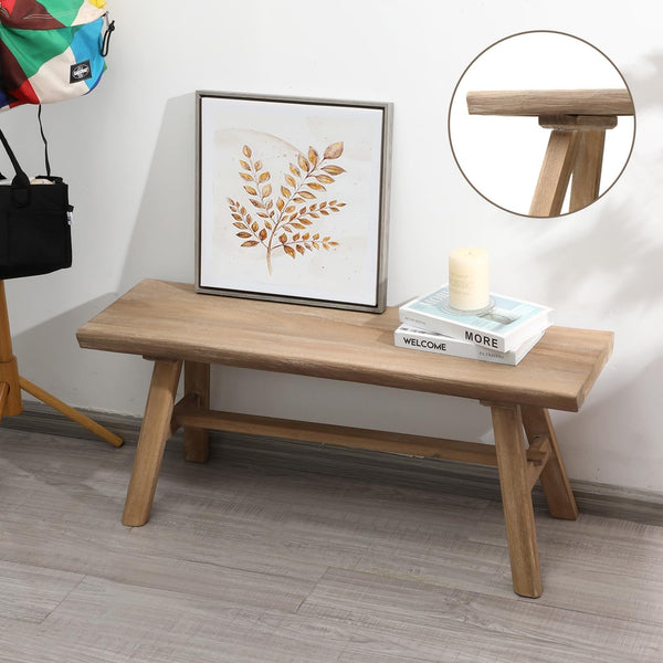 Rustic Solid Wood Farmhouse Bench – Indoor Dining & Entryway Seat