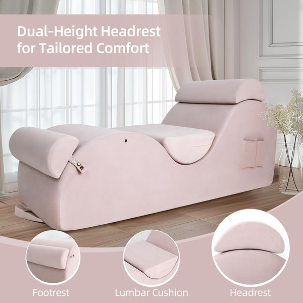 Yoga Chaise Lounge Chair with Headrest & Accessories – Pink Large
