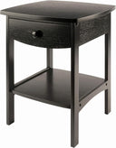 Square Wood End Table with Drawer and Shelf