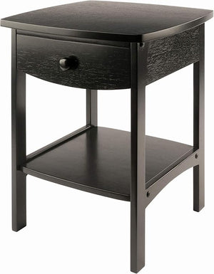 Square Wood End Table with Drawer and Shelf