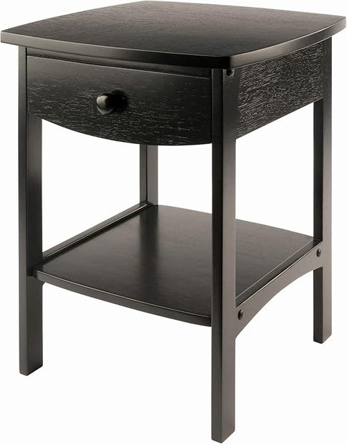 Square Wood End Table with Drawer and Shelf