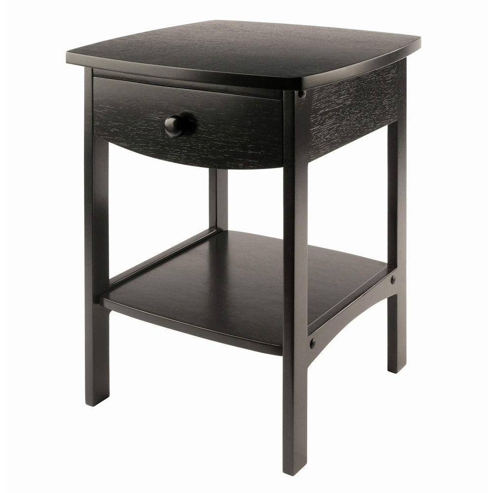 Square Wood End Table with Drawer and Shelf