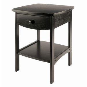 Square Wood End Table with Drawer and Shelf