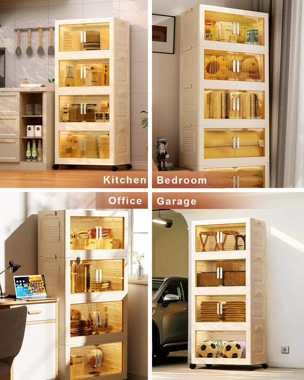 Stackable Storage Bins with Lids & Wheels