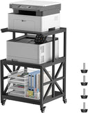 Printer Stand with Lockable Wheels & 3-Tier Storage Shelf