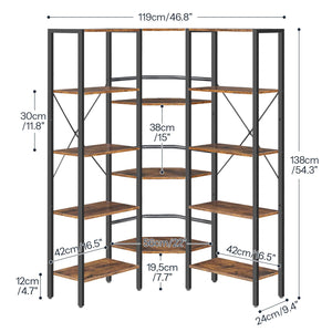 L-Shaped Corner Bookshelf 5-Tier with 14 Open Shelves