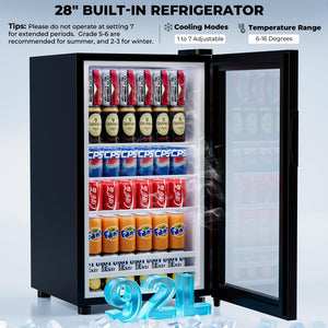 Coffee Bar Cabinet with Mini Fridge, Wine Rack & Glass Holder – Fluted Black