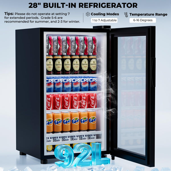 Coffee Bar Cabinet with Mini Fridge, Wine Rack & Glass Holder – Fluted Black