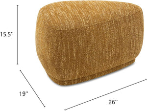Rounded Triangle Cocktail Ottoman – Mustard Yellow Tweed