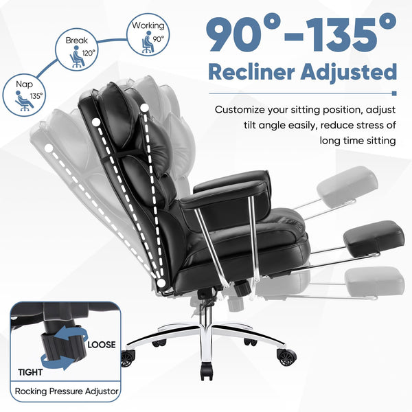Ergonomic Executive Office Chair with Footrest & Lumbar Support