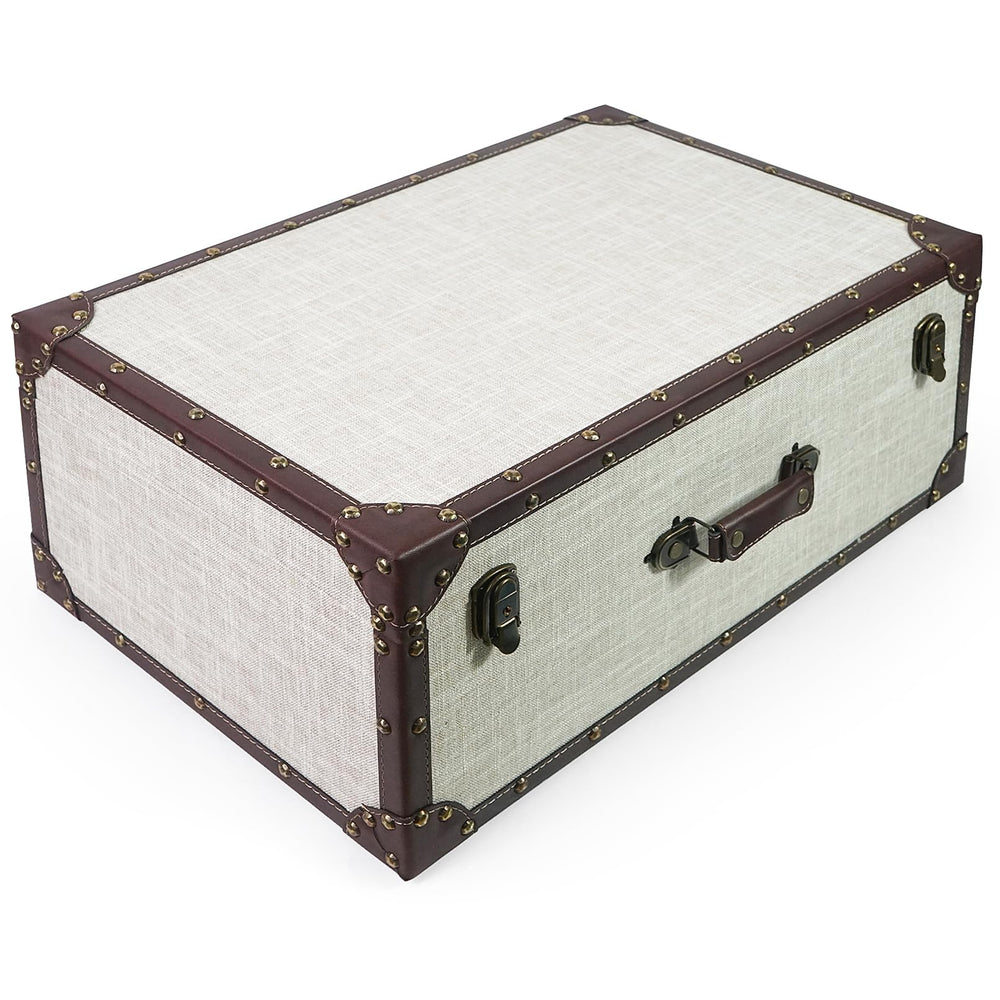 Extra Large Vintage Wooden Storage Box with Hinged Lid