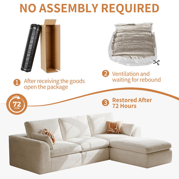 108" Modular Sectional Cloud Couch with Ottoman