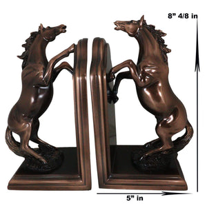 Rearing Horses Bookend Set – Bronze Electroplated Resin