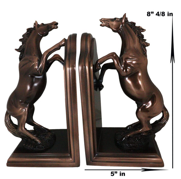 Rearing Horses Bookend Set – Bronze Electroplated Resin
