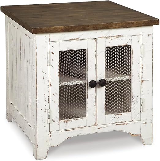 Rustic Farmhouse End Table with Storage Cabinet