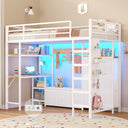 Twin Loft Bed with Desk, Storage & LED Lights