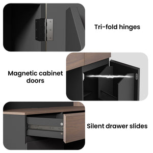 Wine Cabinet with LED Lights & Charging Station