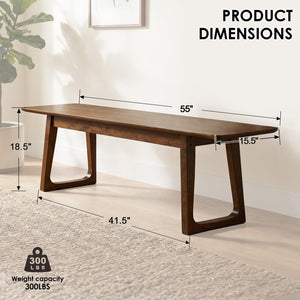55 Inch Rustic Farmhouse Entryway Bench – Solid Wood, Multi-Room
